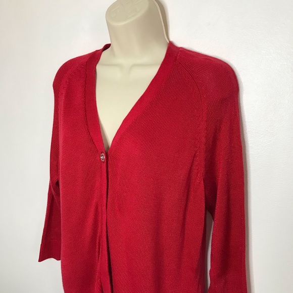 Chaps Ralph Lauren Large Red Cardigan Sweater - Picture 2 of 9